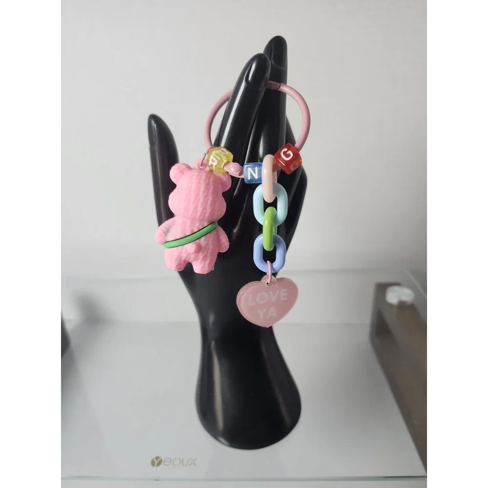 Bear Keychain Happy Bear Bag Charm Key ring Charm New